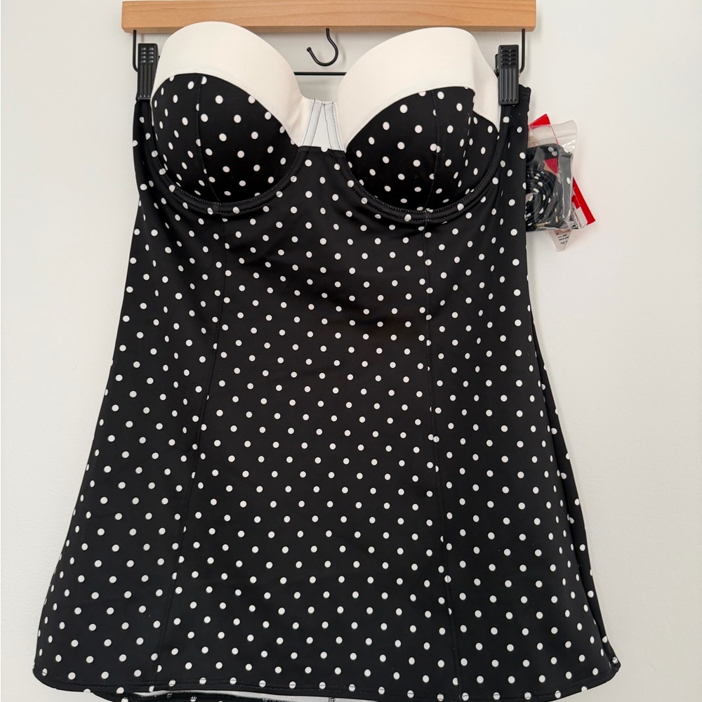 NWT Spanx Retro Polka Dot Dresskini Swim Top 12